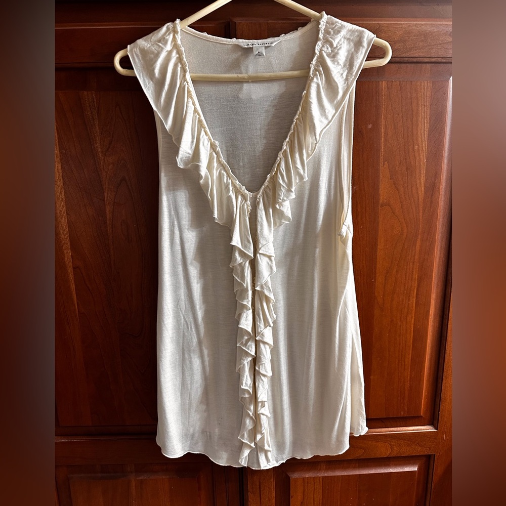 Banana Republic ruffle collar cream ladies top